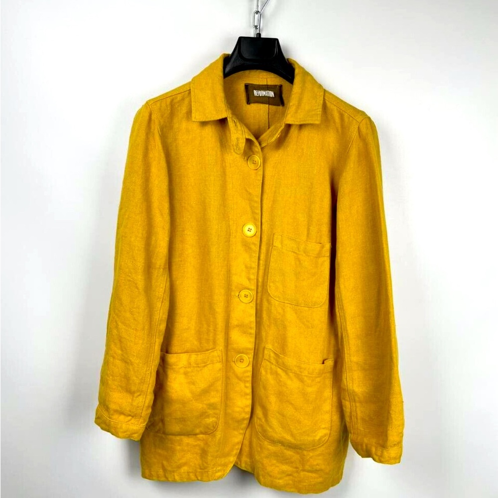 Reformation Yellow Linen Chore Utility Jacket Sz S